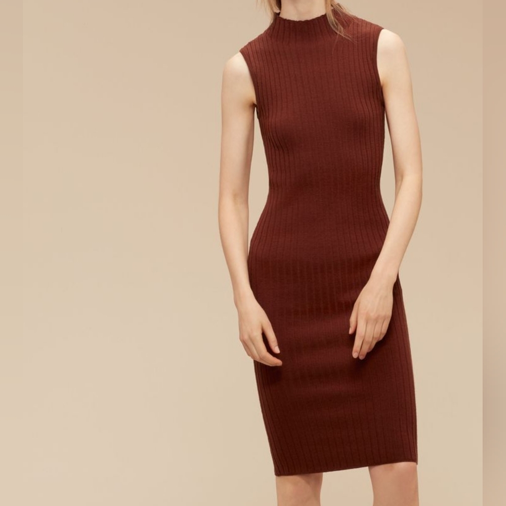 Aritzia Wilfred Ribbed Knit Lierre Sleeveless Sweater Dress
